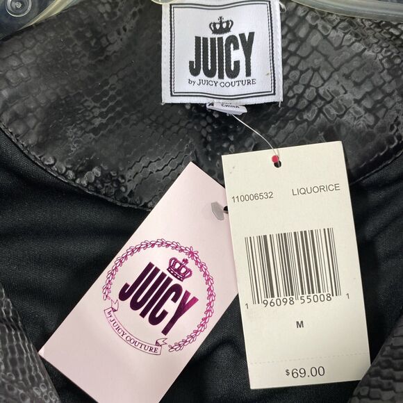 Juicy Couture Sherpa Jacket Womens Medium Black Full Zip Pocket Coat Outdoors - Picture 3 of 11